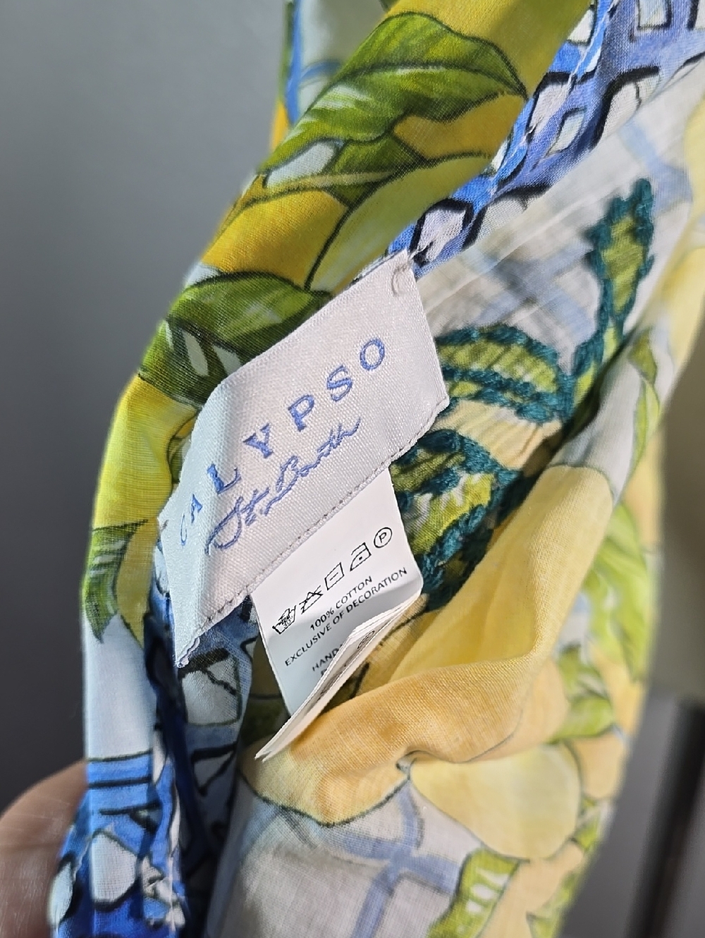 Calypso Bright Lemon Print Scarf - Yellow & Green - Picture 3 of 6
